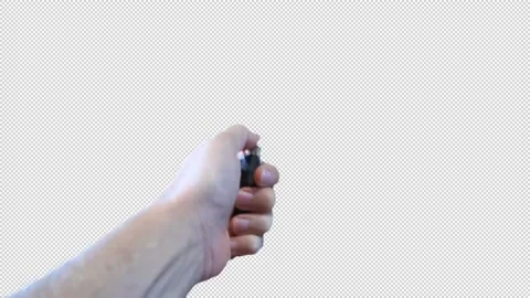 A hand lights a lighter - Alpha channel. Stock Footage 138258157