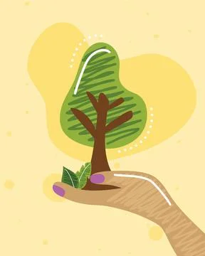 Hand ligting tree Stock Illustration