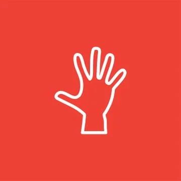 Hand Line Icon On Red Background. Red Flat Style Vector Illustration Illustrazione stock
