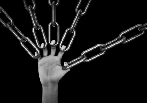 Hand link pull Stock Illustration