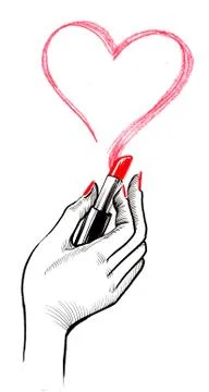 Hand with a lipstick Stock Illustration