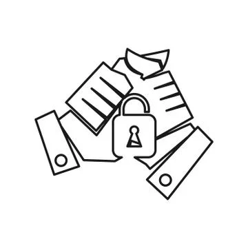 Hand Lock secure Commitment Teamwork Together Outline Logo Stock Illustration