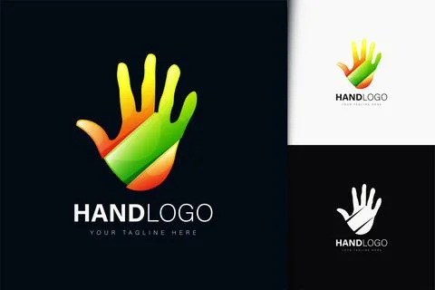 Hand logo design with gradient Stock Illustration