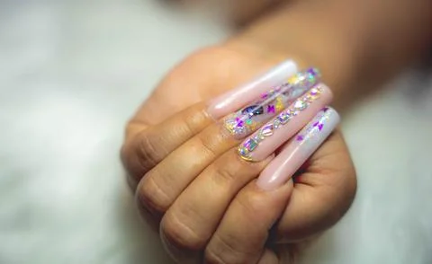 Hand with long nails Stock Photos