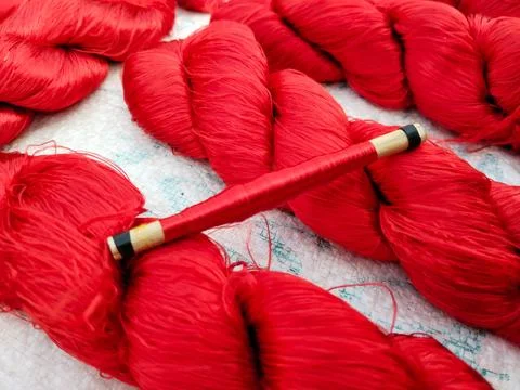 Hand loom silk thread spindle for shuttle tool. famous name Thai Silk and Ree Stock Photos