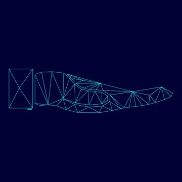 Hand low poly triangulation triangulated polygonal electric cyan blue vibra.. Stock Illustration