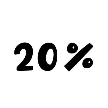 Hand made 20 percent off black ink discount logo. Vector design illustratio.. Stock Illustration
