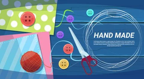 Hand Made Art Work Handcraft Products Creation Process Top Angle View Stock Illustration
