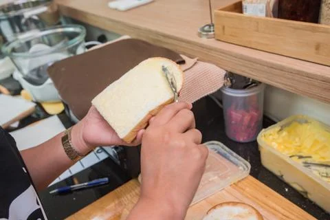 Hand made a bread Stock Photos