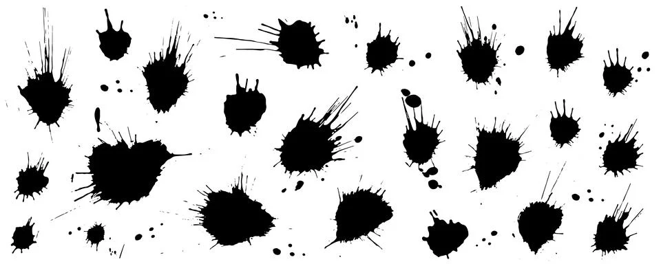 Hand made brush blots set. Vector stock illustration isolated on white Stock Illustration