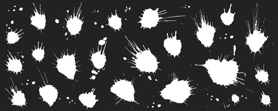 Hand made brush blots set. Vector stock illustration isolated on black Stock Illustration