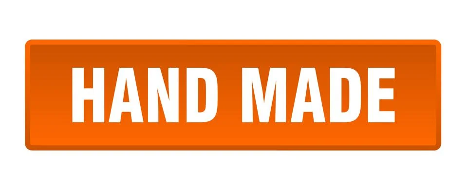 Hand made button. hand made square orange push button Stock Illustration