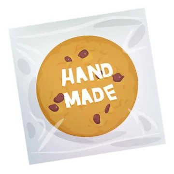 Hand made Chocolate chip cookie, Freshly baked Four cookies in transparent pl イラスト素材