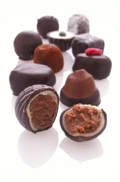 Hand made chocolates Stock Photos