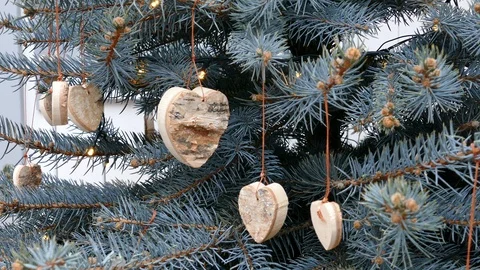 Hand made Christmas tree decorations Stock Footage 99517035