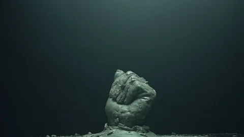 A hand made of clay points to space Stock Footage 125990537