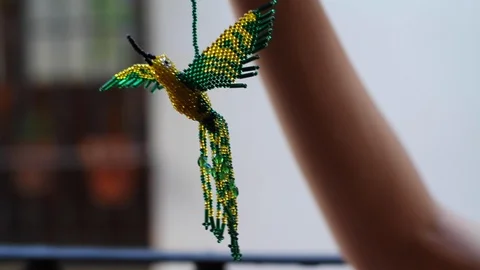 Hand made colibri from beads Stock Footage 124342145