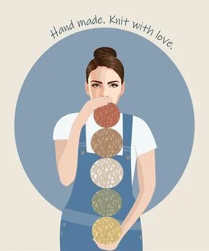 Hand made concept. Knitting is love. Stock Illustration