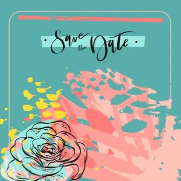 Hand made creative universal floral art poster in tropical style. Hand Drawn Stock Illustration