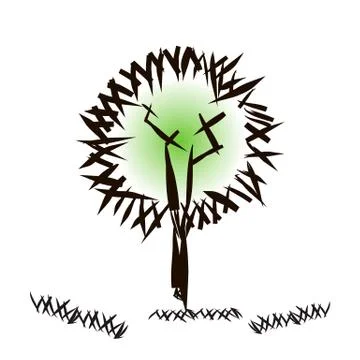 Hand made doodle drawing of tree in creative style Stock Illustration