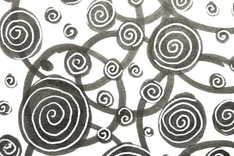 Hand Made Felt Tip Pen Doodle Scribble With Circles Dots and Swirls in Blac.. Stock Illustration