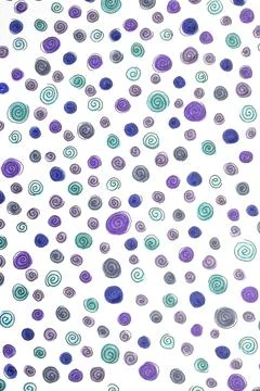 Hand Made Felt Tip Pen Doodle Scribble With Circles Dots and Swirls in Blue.. Stock Illustration