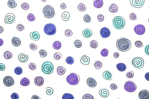 Hand Made Felt Tip Pen Doodle Scribble With Circles Dots and Swirls in Blue.. Stock Illustration