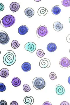 Hand Made Felt Tip Pen Doodle Scribble With Circles Dots and Swirls in Blue.. イラスト素材
