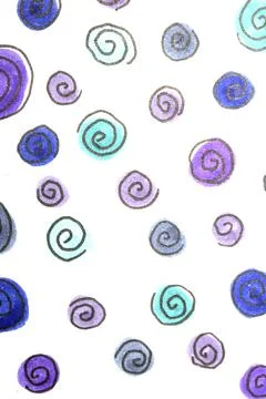 Hand Made Felt Tip Pen Doodle Scribble With Circles Dots and Swirls in Blue.. Stock Illustration