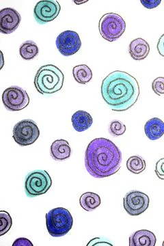 Hand Made Felt Tip Pen Doodle Scribble With Circles Dots and Swirls in Blue.. Stock Illustration