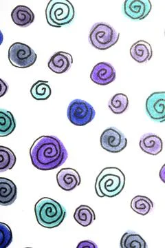 Hand Made Felt Tip Pen Doodle Scribble With Circles Dots and Swirls in Blue.. Stock Illustration
