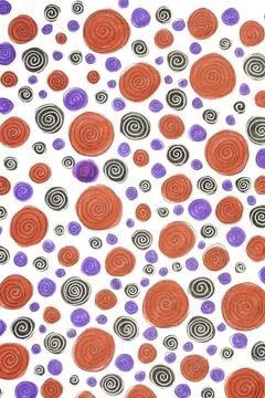 Hand Made Felt Tip Pen Doodle Scribble With Circles Dots and Swirls in Blac.. イラスト素材