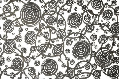 Hand Made Felt Tip Pen Doodle Scribble With Circles Dots and Swirls in Blac.. Stock Illustration