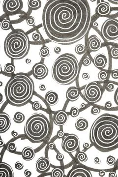 Hand Made Felt Tip Pen Doodle Scribble With Circles Dots and Swirls in Blac.. Illustrazione stock