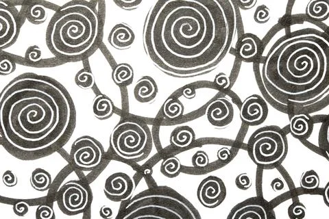 Hand Made Felt Tip Pen Doodle Scribble With Circles Dots and Swirls in Blac.. 스톡 일러스트