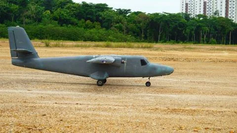 Hand made flyable RC plane ready to take off. Stock Photos