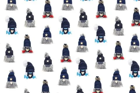 Hand made gnomes pattern Stock Photos