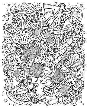 Hand Made hand drawn raster doodles illustration. Handmade poster design. Stock Illustration
