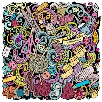 Hand Made hand drawn vector doodles illustration. Handmade poster design Illustrazione stock