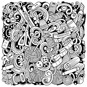 Hand Made hand drawn vector doodles illustration. Handmade poster design. Illustrazione stock