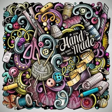 Hand Made hand drawn vector doodles illustration. Handmade poster design. Stock Illustration