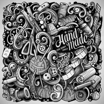 Hand Made hand drawn vector doodles illustration. Handmade poster design. Stock Illustration