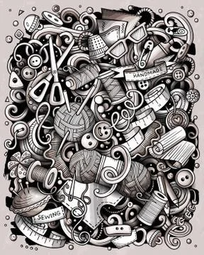 Hand Made hand drawn vector doodles illustration. Handmade poster design. Stock Illustration