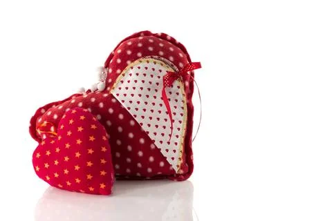 Hand made hart shape hand made hart shapes from textile and cotton isolate... Foto stock