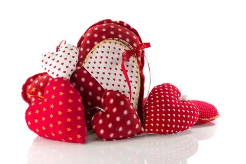 Hand made hart shape hand made hart shapes from textile and cotton isolate... Foto stock