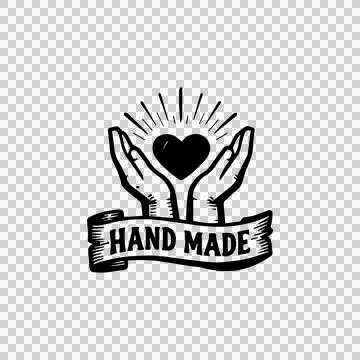 Hand Made Heart Hands Logo Design Stock Illustration