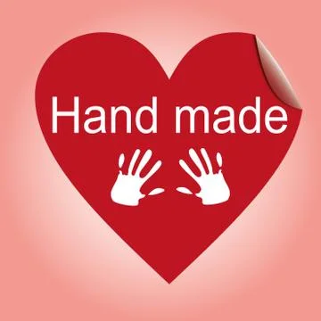 Hand made heart sticker Stock Illustration