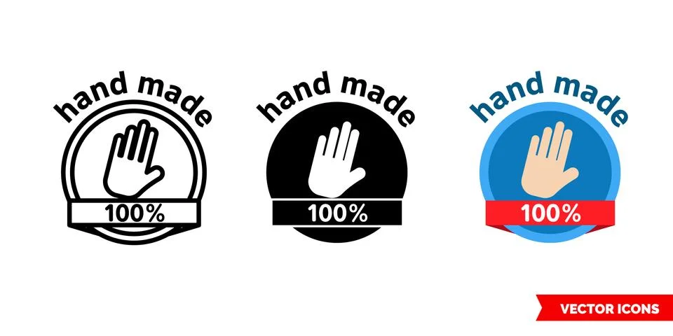 Hand made icon of 3 types color, black and white, outline. Isolated vector si Stock Illustration