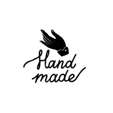 Hand made icon or logo. Vintage stamp icon with handmade lettering and hand Stock Illustration