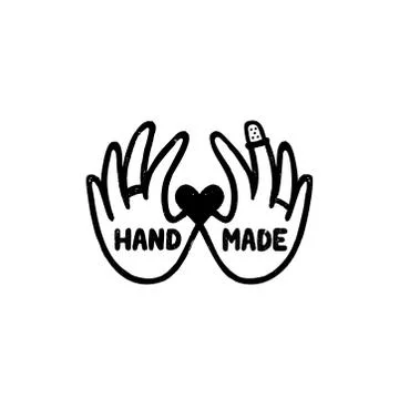 Hand made icon or logo. Vintage stamp icon with handmade lettering and hand Stock Illustration